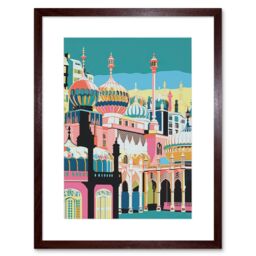"Artery8 Wall Art Print Brighton Royal Pavilion Multicoloured Architecture Artwork Framed 9X7 Inch in Brown - Size: W7"" x H9""" - thumbnail 1