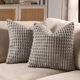 OHS 2 Pack Bobble Cushion Covers Home Decor Set in Light Grey - Size: 45 cm x 45 cm - thumbnail 2