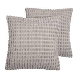 OHS 2 Pack Bobble Cushion Covers Home Decor Set in Light Grey - Size: 45 cm x 45 cm - thumbnail 1