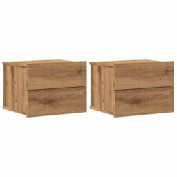 Berkfield Home Durable Wall-mounted Bedside Cabinets 2 pcs Artisan Oak 40x32x30 cm in Brown - Size: 40 x 32 x 30 cm - thumbnail 3