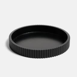 OHS Ribbed Round Decorative Tray Table Organiser Countertop Storage in Black - thumbnail 3