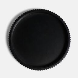 OHS Ribbed Round Decorative Tray Table Organiser Countertop Storage in Black - thumbnail 4