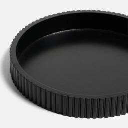 OHS Ribbed Round Decorative Tray Table Organiser Countertop Storage in Black - thumbnail 5