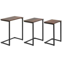 Rafaelo Mobilia 3 PC C-Shaped Nesting Tables Living Room Furniture in Brown - thumbnail 5