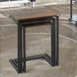 Rafaelo Mobilia 3 PC C-Shaped Nesting Tables Living Room Furniture in Brown - thumbnail 3