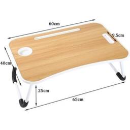 Havendro Walnut Folding Laptop Bed Table Cup Holder Lap Standing Desk Tray in Brown - thumbnail 2