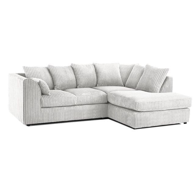 Furnishings For Less UK Luxor Jumbo Cord 4 Seater Corner sofa Right Hand Facing in Silver - image 1