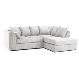 Furnishings For Less UK Luxor Jumbo Cord 4 Seater Corner sofa Right Hand Facing in Silver