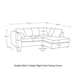 Furnishings For Less UK Luxor Jumbo Cord 4 Seater Corner sofa Right Hand Facing in Silver - thumbnail 5