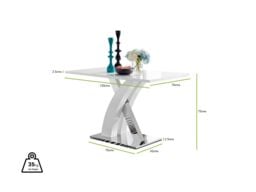 FurnitureboxUK Atlanta White High Gloss & Chrome 4 Seater Dining Table with X Shaped Legs & 4 Soft Velvet Milan Chairs in Navy - thumbnail 7