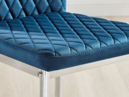 FurnitureboxUK Atlanta White High Gloss & Chrome 4 Seater Dining Table with X Shaped Legs & 4 Soft Velvet Milan Chairs in Navy - thumbnail 6