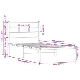 Berkfield Home Bed Frame without Mattress with Headboard Brown Oak 90x190 cm Single - thumbnail 9