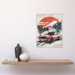 "Artery8 Retro Vintage Sportscar Classic Japanese Red Sky Wall Art Print - Size: W24"" x H32""" - thumbnail 4