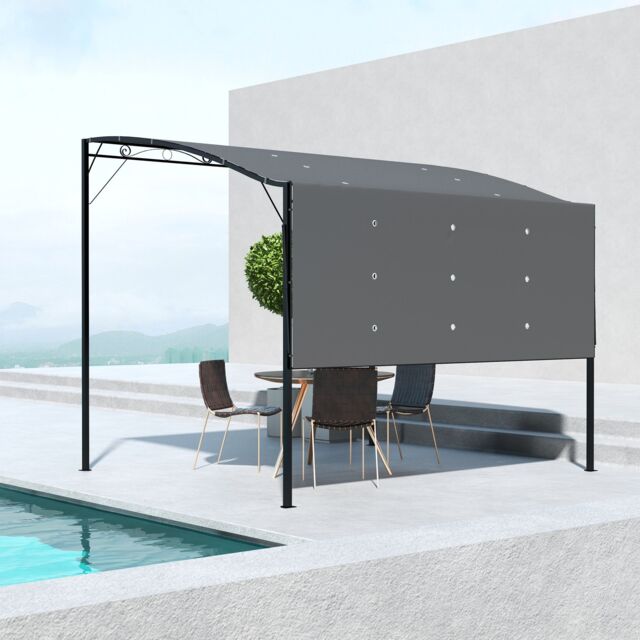 OUTSUNNY 3 x 2.5m Patio Metal Gazebo Pergola Wall Mount Outdoor Shelter, Cream in Grey - image 1