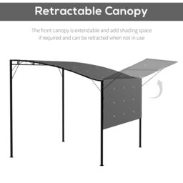 OUTSUNNY 3 x 2.5m Patio Metal Gazebo Pergola Wall Mount Outdoor Shelter, Cream in Grey - thumbnail 4