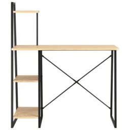 Berkfield Home Desk with Shelving Unit Black & Oak 102x50x117 cm - Size: 102 x 50 x 117 cm - thumbnail 2