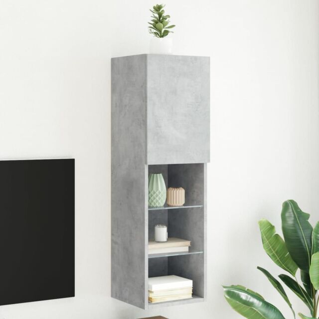 Berkfield Home TV Cabinet with LED Lights Concrete Grey 30.5x30x102 cm - image 1
