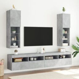 Berkfield Home TV Cabinet with LED Lights Concrete Grey 30.5x30x102 cm - thumbnail 3
