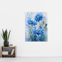 "Artery8 Cornflowers Blue Flower Watercolour Painting Wall Art Print - Size: W12"" x H16""" - thumbnail 4
