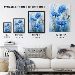 "Artery8 Cornflowers Blue Flower Watercolour Painting Wall Art Print - Size: W12"" x H16""" - thumbnail 3