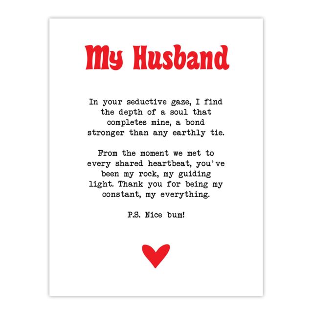 "Artery8 Love Poem My Everything Husband Romantic Poetry Wall Art Print in White - Size: W24"" x H32""" - image 1