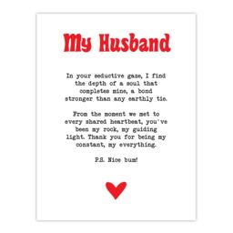 "Artery8 Love Poem My Everything Husband Romantic Poetry Wall Art Print in White - Size: W24"" x H32""" - thumbnail 1