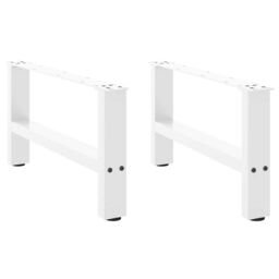 Berkfield Home Coffee Table Legs White 2 pcs 60x(30-31) cm Steel - thumbnail 2