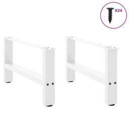 Berkfield Home Coffee Table Legs White 2 pcs 60x(30-31) cm Steel - thumbnail 4