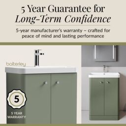 Balterley Bathroom Floor Standing 2 Door Vanity Unit Basin, Satin Green, 605mm in Green - thumbnail 4