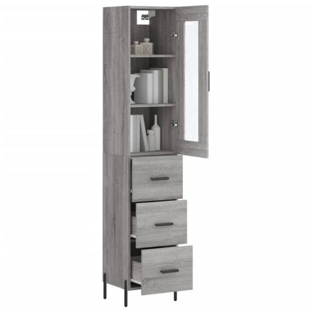 Berkfield Home Highboard Grey Sonoma 34.5x34x180 cm Engineered Wood - image 1
