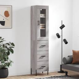Berkfield Home Highboard Grey Sonoma 34.5x34x180 cm Engineered Wood - thumbnail 2