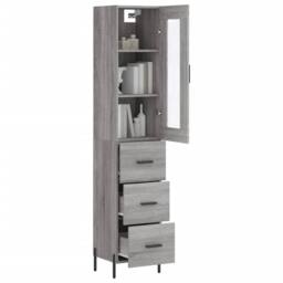 Berkfield Home Highboard Grey Sonoma 34.5x34x180 cm Engineered Wood - thumbnail 1