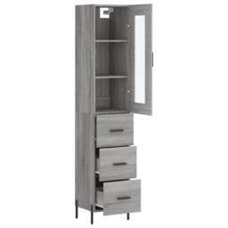 Berkfield Home Highboard Grey Sonoma 34.5x34x180 cm Engineered Wood - thumbnail 4