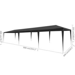 Berkfield Home Party Tent 3x9 m PE Anthracite in Black - thumbnail 6
