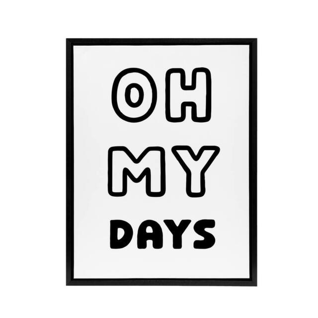"Artery8 Oh My Days Black White Bold Modern Simple Black Framed Canvas Art - Size: W12"" x H16""" - image 1