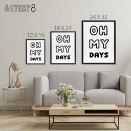 "Artery8 Oh My Days Black White Bold Modern Simple Black Framed Canvas Art - Size: W12"" x H16""" - thumbnail 4