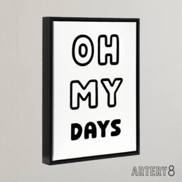 "Artery8 Oh My Days Black White Bold Modern Simple Black Framed Canvas Art - Size: W12"" x H16""" - thumbnail 2