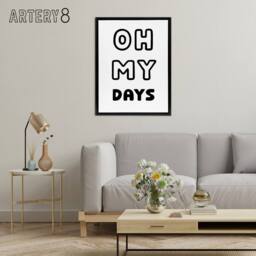 "Artery8 Oh My Days Black White Bold Modern Simple Black Framed Canvas Art - Size: W12"" x H16""" - thumbnail 3