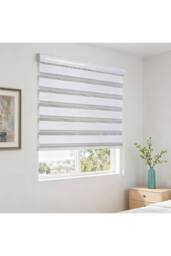 Living and Home Day & Night Zebra Roller Blinds Dual Layer Light Filtering & Privacy Window Shades in White - Size: 90 cm width x 150 cm drop - thumbnail 1