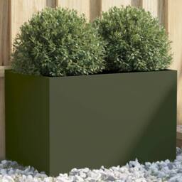 Berkfield Home Planter Olive Green 62x40x39 cm Steel - Size: 62 x 40 x 39 cm - thumbnail 2
