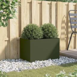 Berkfield Home Planter Olive Green 62x40x39 cm Steel - Size: 62 x 40 x 39 cm - thumbnail 1