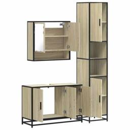 Berkfield Home Durable 3 Piece Bathroom Furniture Set Sonoma Oak Engineered Wood in Brown - thumbnail 8