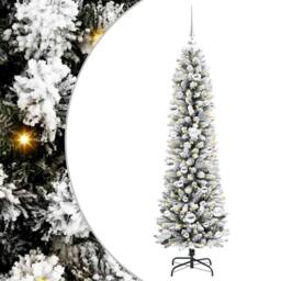 Berkfield Home Artificial Christmas Tree with 150 LEDs Green & white 150 cm - thumbnail 2