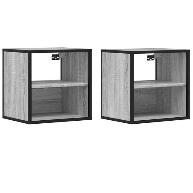 Berkfield Home Wall-mounted Bedside Cabinets 2 pcs Grey Sonoma 40x31x39.5 cm - image 1