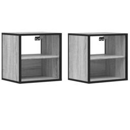 Berkfield Home Wall-mounted Bedside Cabinets 2 pcs Grey Sonoma 40x31x39.5 cm - thumbnail 1
