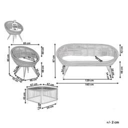 Wyld and Coco 3-Seater Rattan Sofa Set with Coffee Table Natural - thumbnail 3