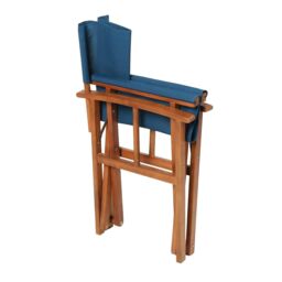 Charles Bentley Wooden Pair of Folding Directors Chairs - Cream, Grey, Teal in Blue - thumbnail 6