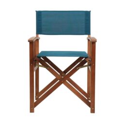 Charles Bentley Wooden Pair of Folding Directors Chairs - Cream, Grey, Teal in Blue - thumbnail 2