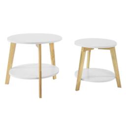 SoBuy Nesting Coffee Table Set - White & Natural Wood - thumbnail 8