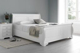 Time4sleep Toulon White Wooden Sleigh Bed - Bed Frame - Size: Double - thumbnail 2